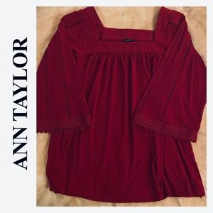 Ann Taylor burgundy square neck blouse.